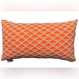 Orange And White Embroidered Decorative Accent Pillow 22”x12” Zip Closure